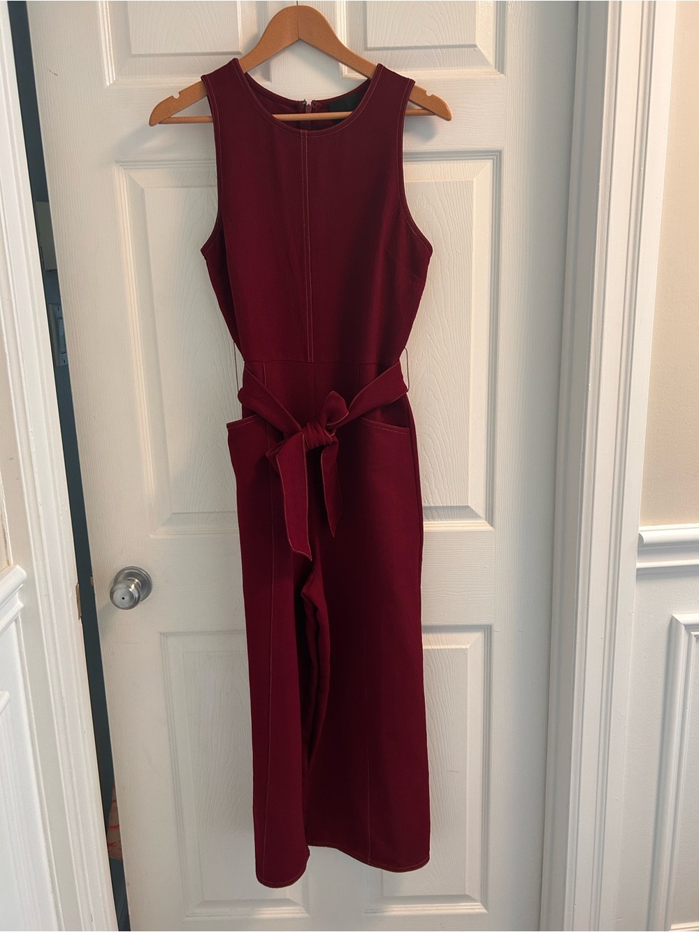 Anthropologie’s Greylin Sleeveless Textured Jumper in Deep Wine